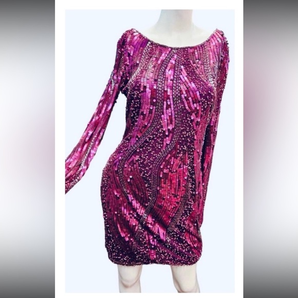 CACHE Cocktail Dress Purple Pink Sequined, Fully Lined, Size 6, NWT!! - Picture 2 of 14